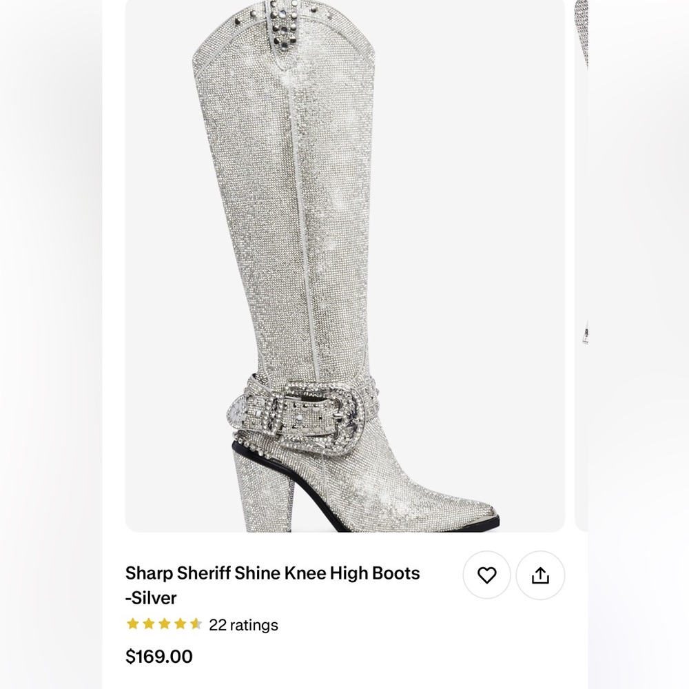 Dolls Kill Silver Rhinestone Boots - Picture 5 of 6